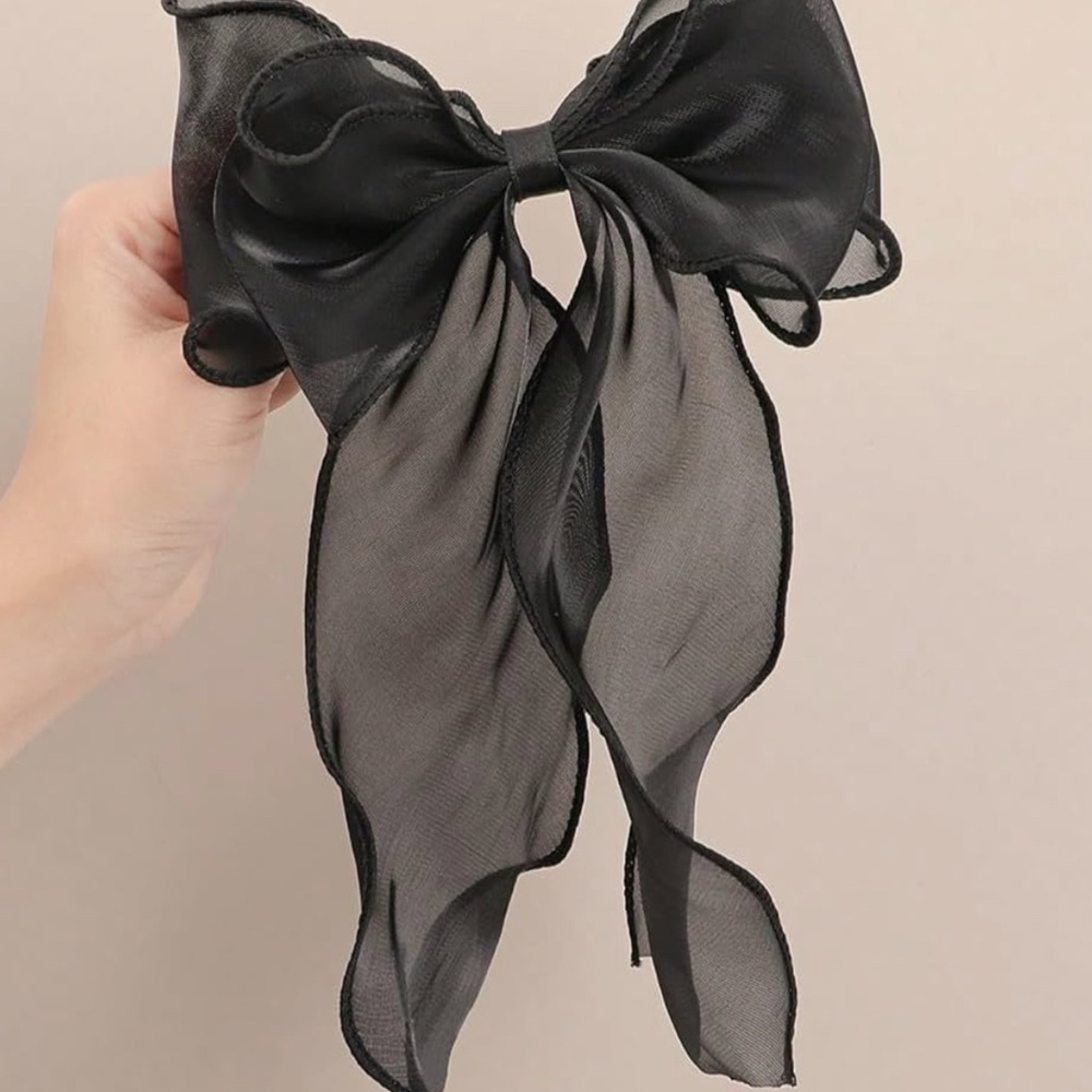 Elegant Black Sheer Bow Hair Accessory NWT